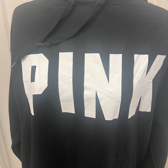 PINK Victoria's Secret Black Hoodie with White Accents - Picture 5 of 7